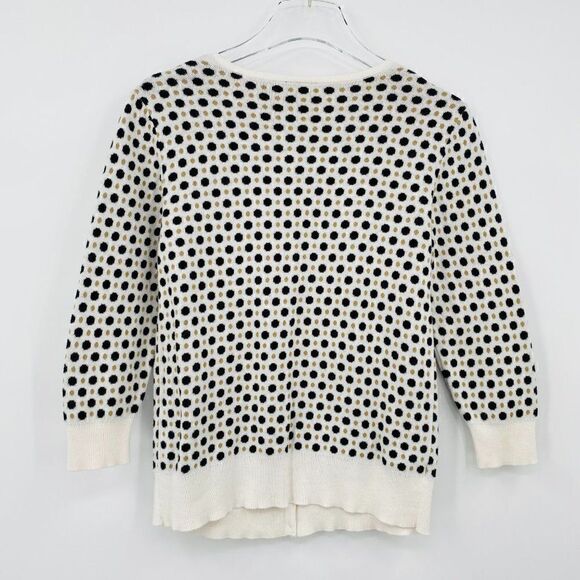 Ann Taylor Small Black Gold Polka Dot 3/4 Sleeve Button Down Cardigan Sweater - Picture 6 of 6